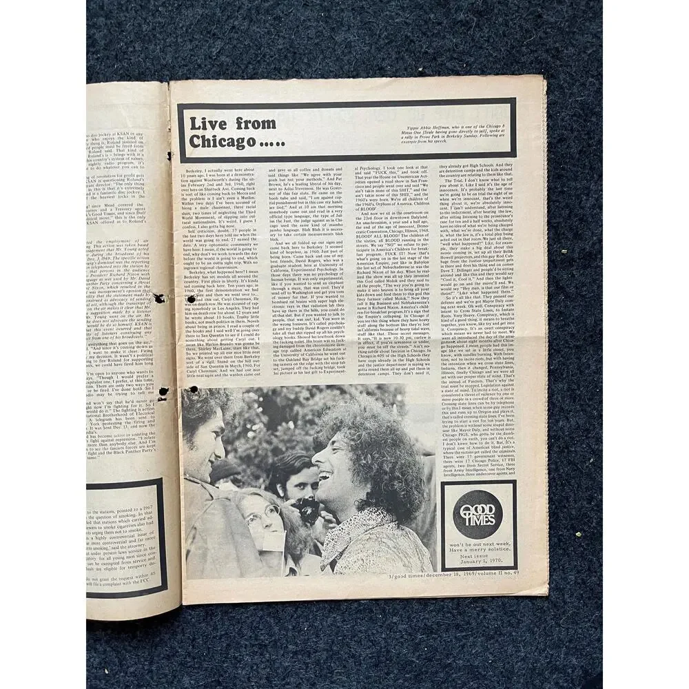 1969 Leftist Newspaper Vintage Ephemera Gifts, Vintage Zine, Good Times Decor,